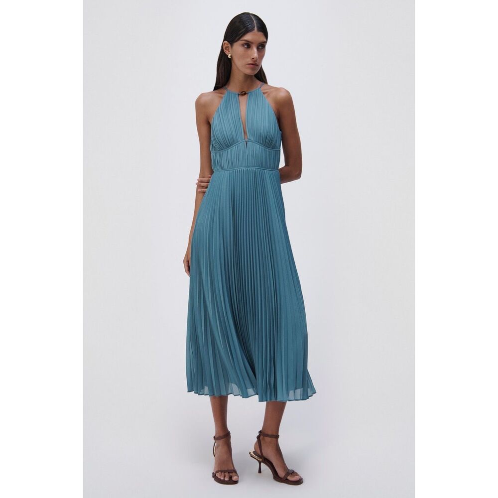 SIMKHAI Carli Plisse Midi Dress US 4 $595 - Picture 2 of 11